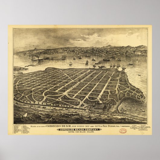 Coronado Beach San Diego California (1880) Poster (Voorkant)