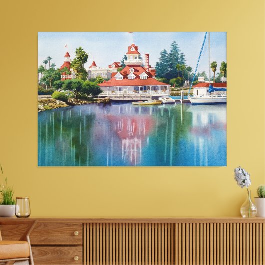 Coronado Boathouse weerspiegeld Canvas Afdruk (Insitu (Woonkamer))