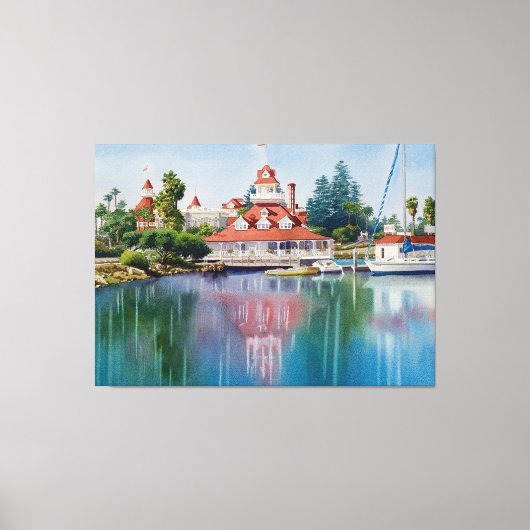Coronado Boathouse weerspiegeld Canvas Afdruk (Voorkant)