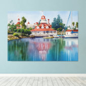 Coronado Boathouse weerspiegeld Canvas Afdruk (Insitu (Houten vloer))