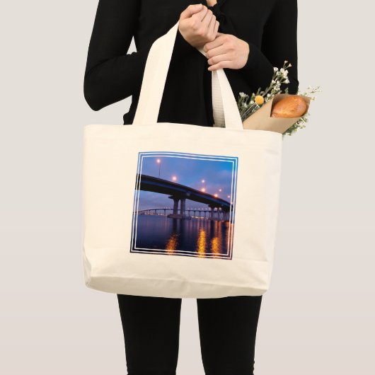 Coronado Bridge in Dusk Grote Tote Bag (Voorkant (product))