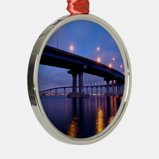 Coronado Bridge in Dusk Metalen Ornament (Rechts)