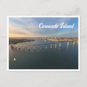 Coronado Brug San Diego Zonsondergang Boot Foto Briefkaart