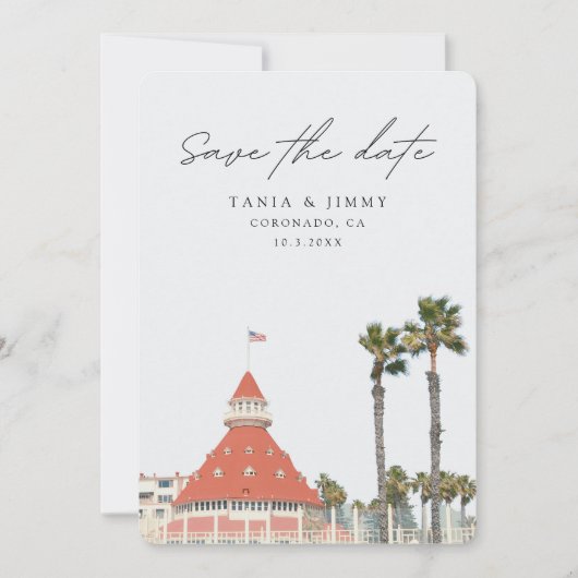 Coronado Bruiloft San Diego Save the Date Kaart (Voorkant)