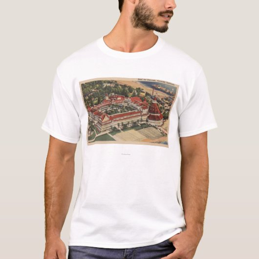 Coronado, CA - Bird's Eye of Hotel del Coronado T-shirt (Voorkant)