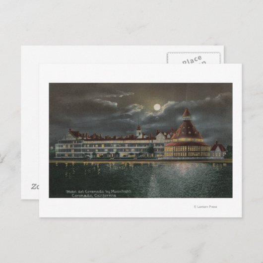 Coronado, CA - Moonlit Uitzicht Hotel del Coronad Briefkaart (Voorkant / Achterkant)