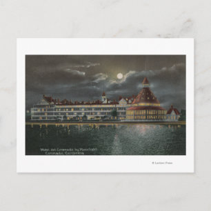 Coronado, CA - Moonlit Uitzicht Hotel del Coronad Briefkaart