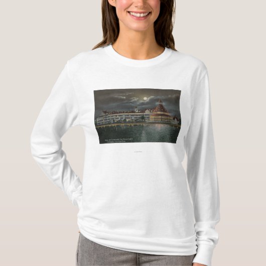 Coronado, CA - Moonlit Uitzicht Hotel del Coronad T-shirt (Voorkant)