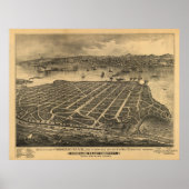 Coronado California 1880s Antiek Panoramische Kaar Poster (Voorkant)