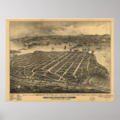 Coronado California Antiek Panorama Map Poster (Voorkant)