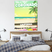 Coronado California strandreisposter Canvas Afdruk (Insitu (Slaapkamer))