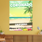 Coronado California strandreisposter Canvas Afdruk (Insitu (Woonkamer))