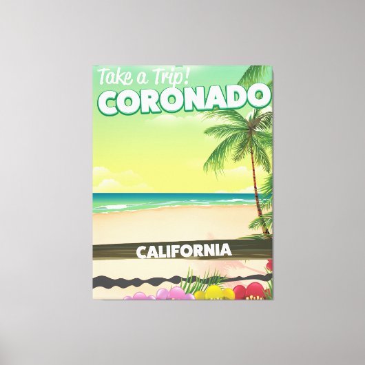 Coronado California strandreisposter Canvas Afdruk (Voorkant)