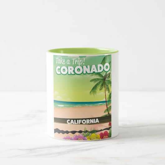 Coronado California strandreisposter Tweekleurige Koffiemok (Center)