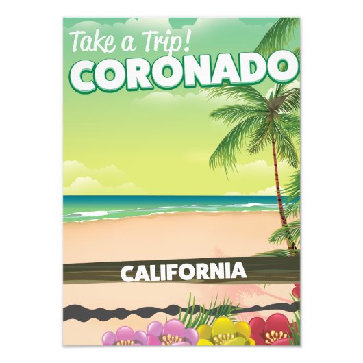 Coronado Californië strand reisposter Foto Afdruk (Voorkant)
