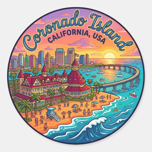 Coronado-eiland VS Ronde Sticker (Voorkant)