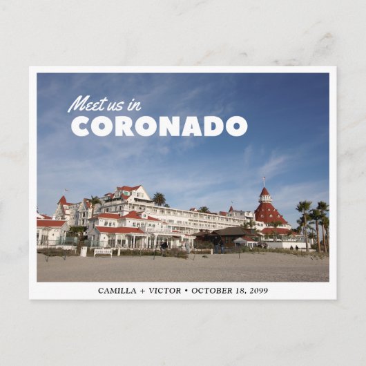 Coronado Hotel Wedding Save the Date Briefkaart (Voorkant)