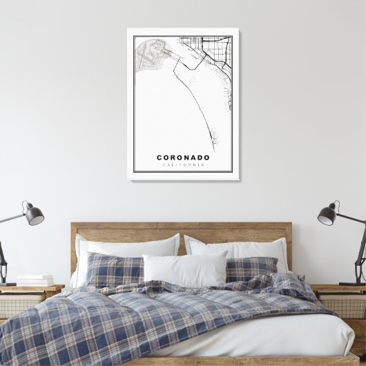 Coronado Map Canvas Afdruk (Insitu (Slaapkamer))