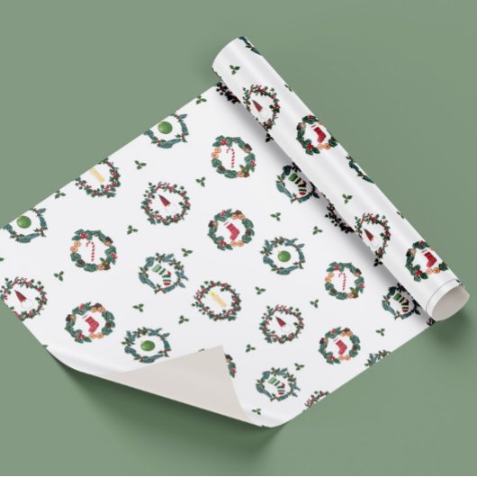 Coronas de navidad con adornos para envolver. cadeaupapier