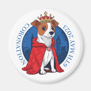 Coronatie UK. Funny Jack Russell doodshond Magneet