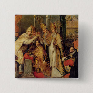 Coronatie van Charles V Heilige Romeinse keizer Vierkante Button 5,1 Cm