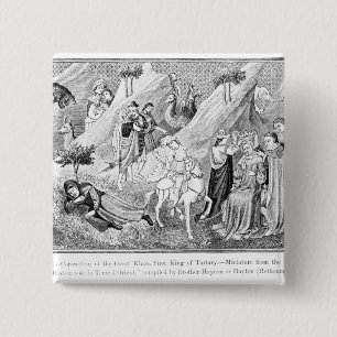 Coronatie van de Grote Khan Vierkante Button 5,1 Cm