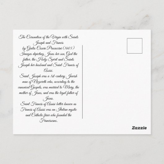 Coronatie van de maagd briefkaart (Achterkant)