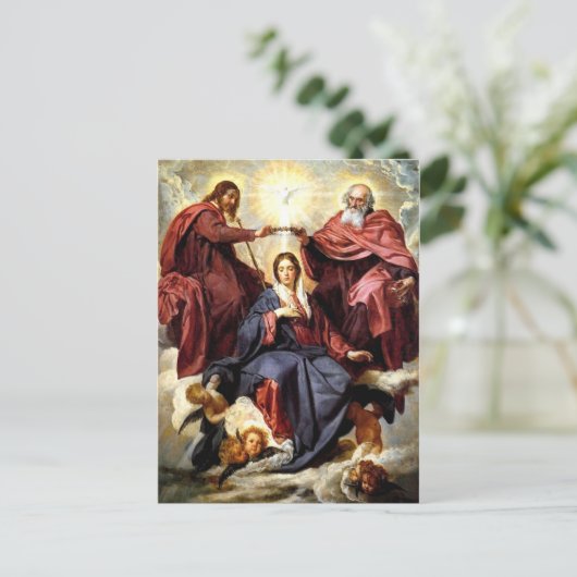 Coronatie van de maagd briefkaart (Staand voorkant)