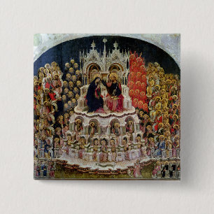 Coronatie van de Maagd in Paradise, 1438 Vierkante Button 5,1 Cm