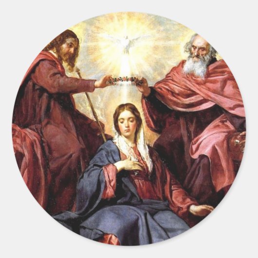 Coronatie van de maagd ronde sticker (Voorkant)