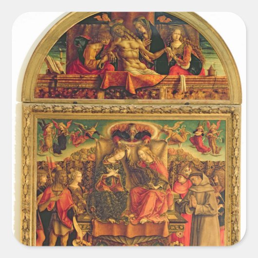 Coronatie van de maagd vierkante sticker (Voorkant)
