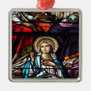 Coronatie van het Glas in lood van de gevlekte Maa Metalen Ornament