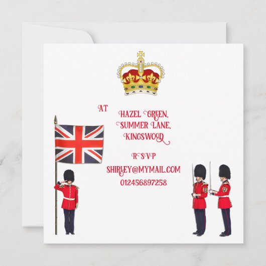 Coronation Celebration Lunch Invitation Kaart (Achterkant)