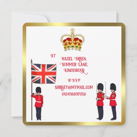 Coronation Celebration Lunch Invitation Kaart (Achterkant)