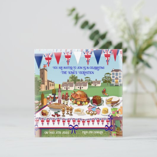 Coronation Celebration Lunch Invitation Kaart (Staand voorkant)