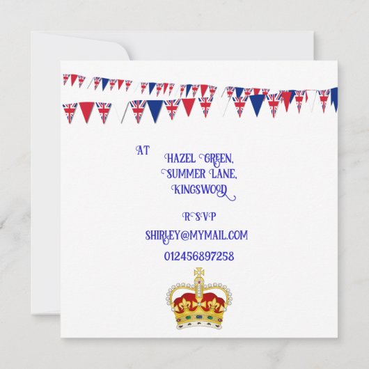 Coronation Celebration Lunch Invitation Kaart (Achterkant)