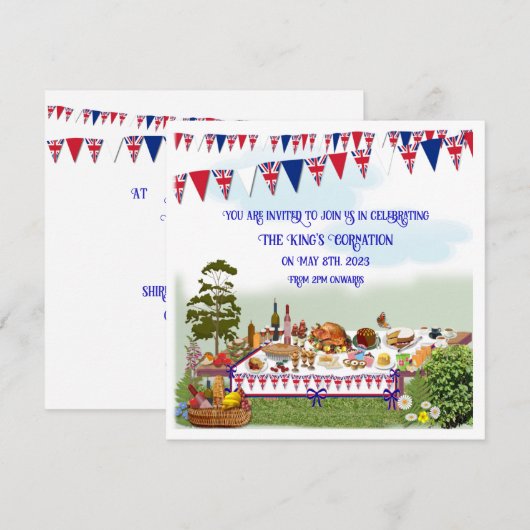 Coronation Celebration Lunch Invitation Kaart (Voorkant / Achterkant)