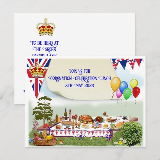 Coronation Celebration Lunch Invitation Uitnodiging Briefkaart (Voorkant / Achterkant)
