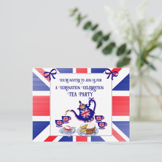 Coronation Celebration Tea Party Invitation Postc Briefkaart (Staand voorkant)
