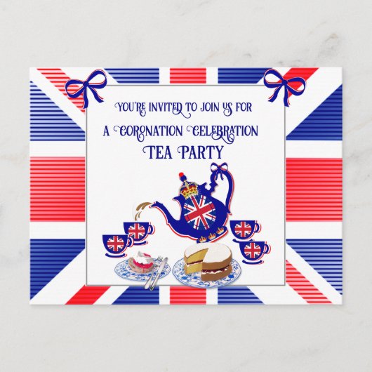 Coronation Celebration Tea Party Invitation Postc Briefkaart (Voorkant)