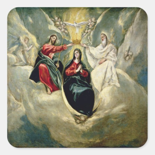 Coronation of the Virgin, c.1591-92 Vierkante Sticker (Voorkant)