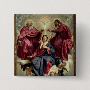 Coronation of the Virgin, c.1641-42 Vierkante Button 5,1 Cm