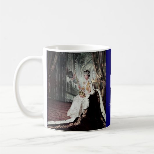 Coronation pose of Queen Elizabeth II, Coffee Mug Koffiemok (Links)