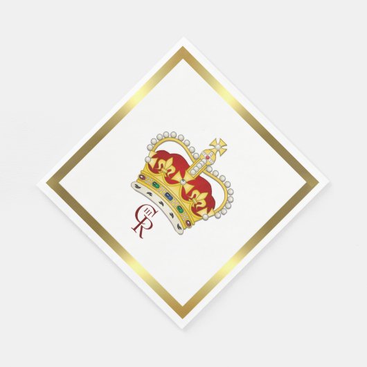 Coronationenkroon en monogram papier Napkin Servet (Hoek)