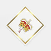 Coronationenkroon en monogram papier Napkin Servet (Hoek)