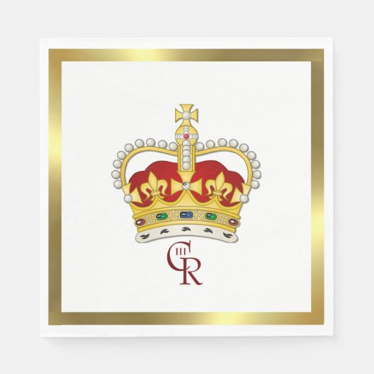 Coronationenkroon en monogram papier Napkin Servet (Voorkant)