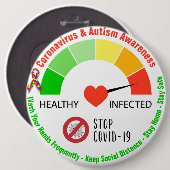 Coronavirus & Autism Awareness Round Button (Voorkant /achterkant)