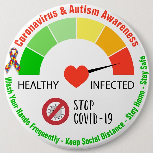 Coronavirus & Autism Awareness Round Button (Voorkant)