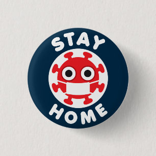 Coronavirus Blijf thuis Ronde Button 3,2 Cm