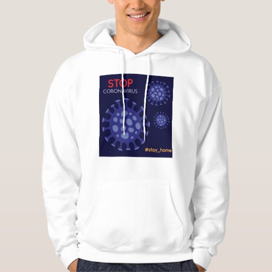 Coronavirus cartoon, blijf thuis hoodie (Voorkant)